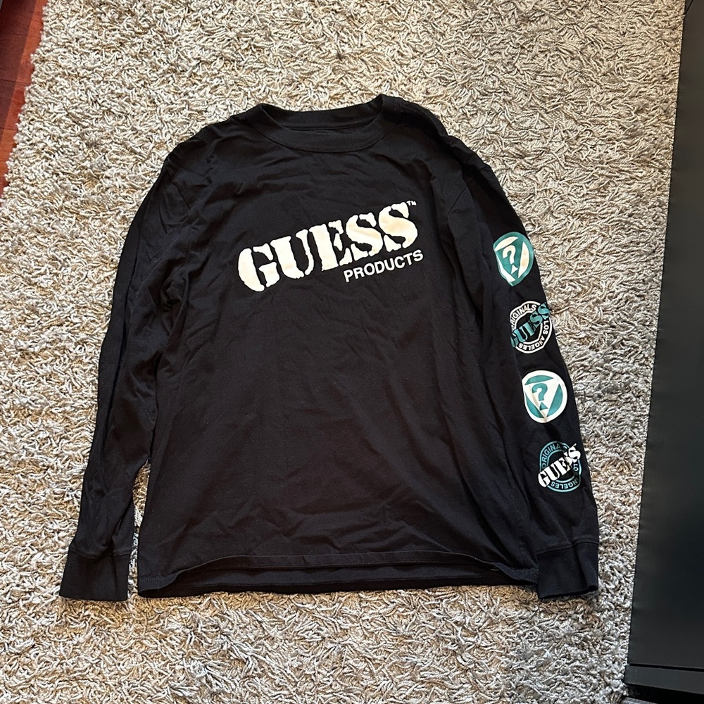 Guess Black Long Sleeve Graphic Tee